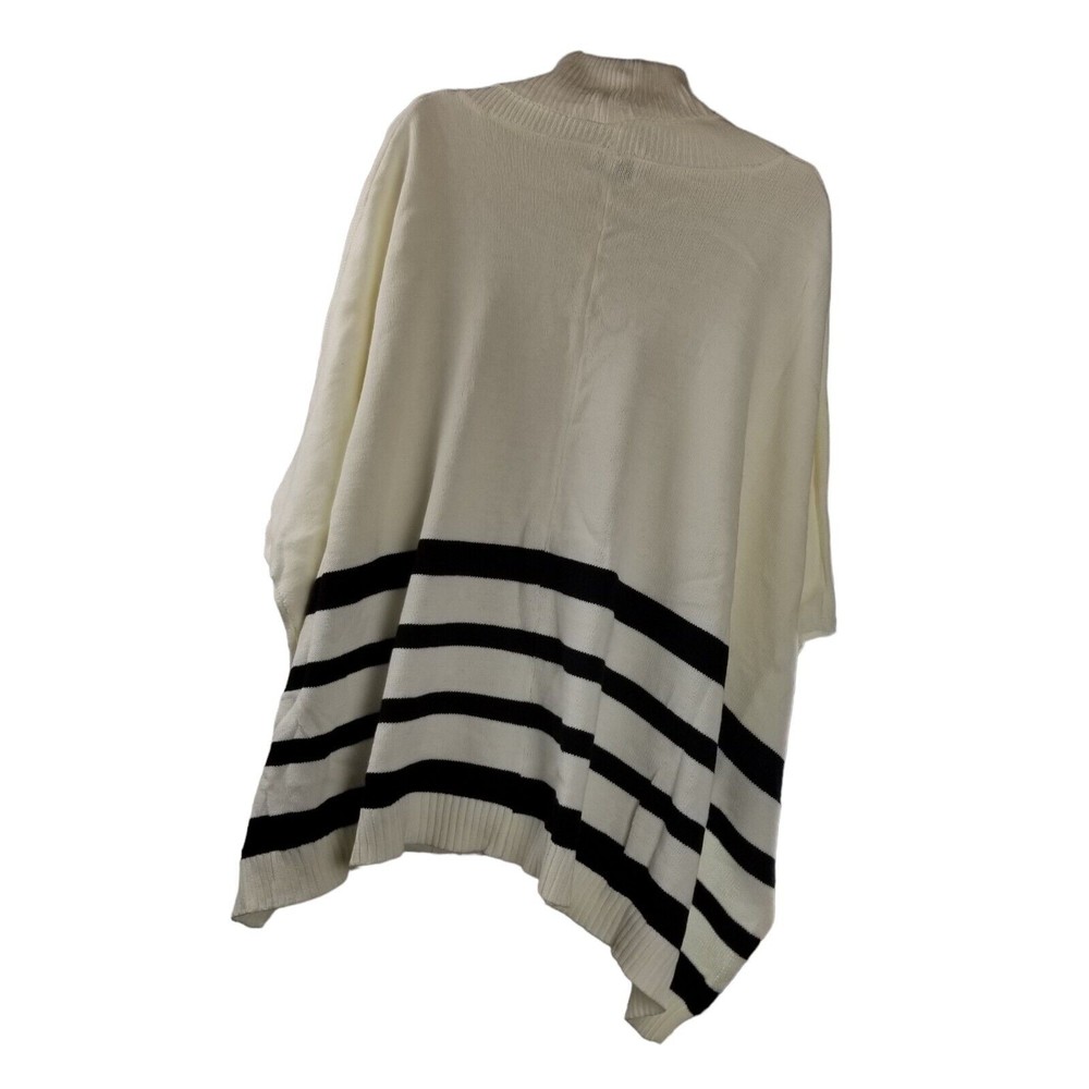 Jaclyn Smith Cowl Neck Cafton Poncho Sweater Womens White & Black Size S / M - Picture 2 of 15